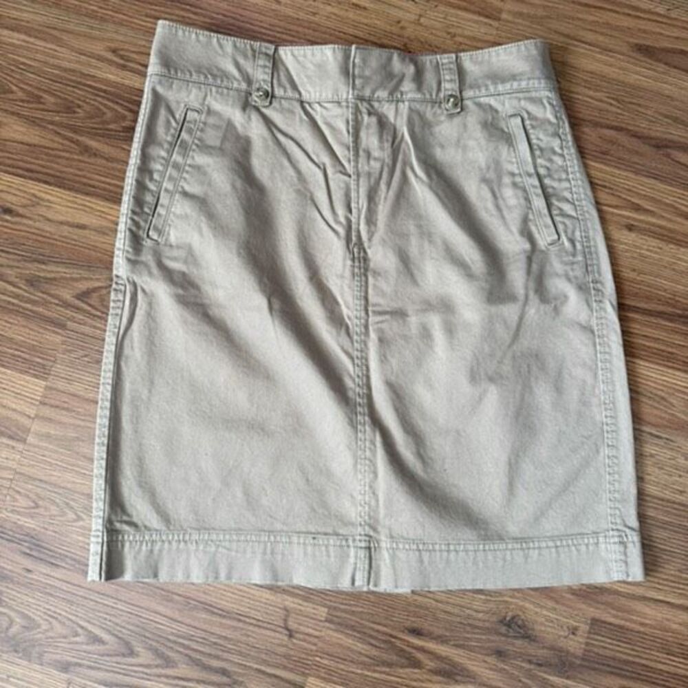 Tommy Hilfiger Women's Khaki Cotton Blend Straight Pencil Skirt Beige Size 12